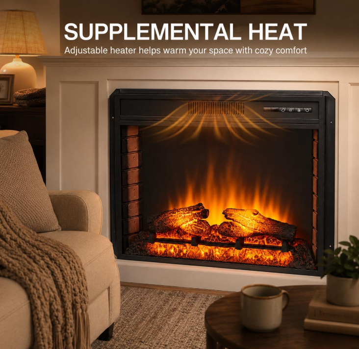 MEGAWISE Electric Fireplace Insert, 33-Inch Firebox, 1400W, Remote