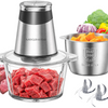 MEGAWISE Food Processor, 800W Electric Meat Grinder, 1.8L Stainless Steel Bowl & 1.8L Glass Bowl, Dual Speed Modes for Meat, Onion, Vegetables, Nuts, Fruits, Baby Food