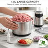 MEGAWISE Food Processor, 800W Electric Meat Grinder, 1.8L Stainless Steel Bowl & 1.8L Glass Bowl, Dual Speed Modes for Meat, Onion, Vegetables, Nuts, Fruits, Baby Food