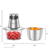 MEGAWISE Food Processor, 800W Electric Meat Grinder, 1.8L Stainless Steel Bowl & 1.8L Glass Bowl, Dual Speed Modes for Meat, Onion, Vegetables, Nuts, Fruits, Baby Food