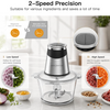 MEGAWISE Food Processor, 800W Electric Meat Grinder, 1.8L Stainless Steel Bowl & 1.8L Glass Bowl, Dual Speed Modes for Meat, Onion, Vegetables, Nuts, Fruits, Baby Food