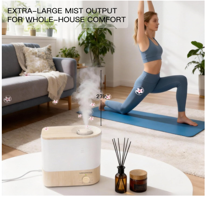 MEGAWISE Cool Mist Humidifier, 6L, Quiet, Top Fill for Bedroom & Office