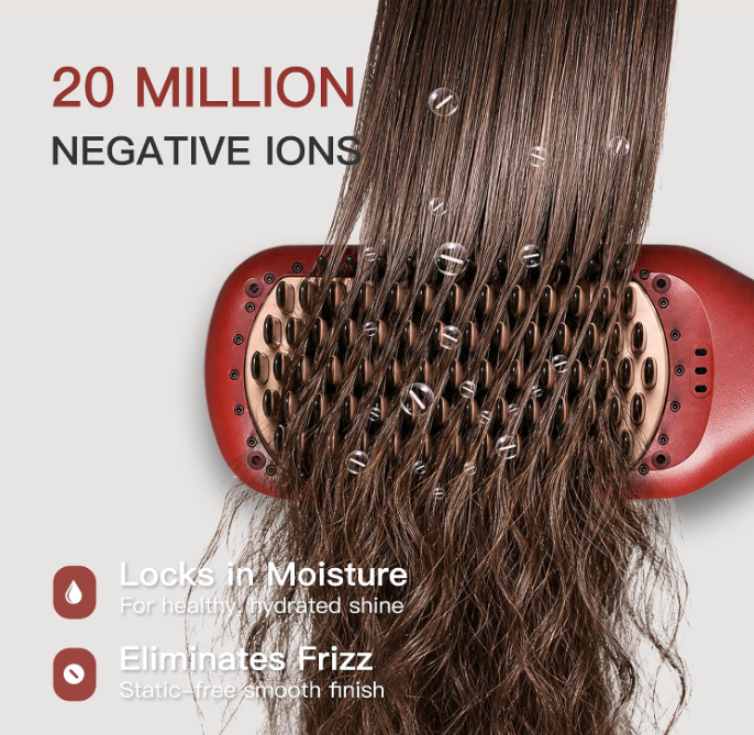 MEGAWISE Ceramic Ionic Hair Straightener Brush, Dual Voltage