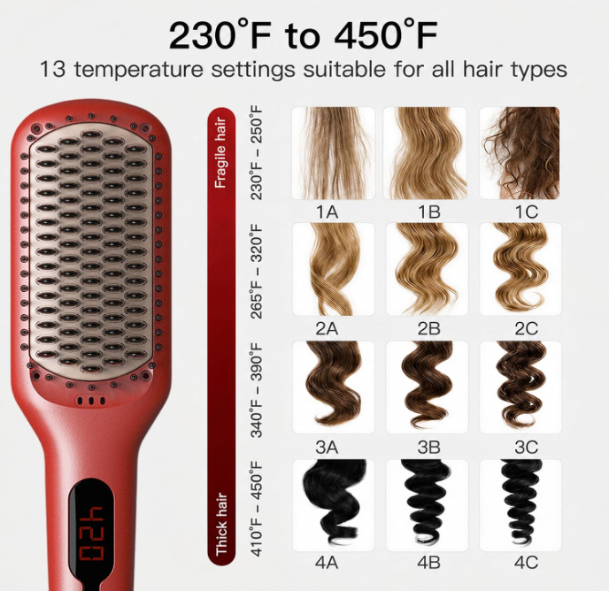 MEGAWISE Ceramic Ionic Hair Straightener Brush, Dual Voltage