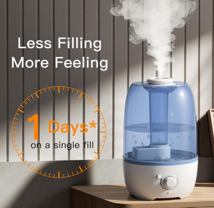 MEGAWISE 3.2L Cool Mist Humidifier, Quiet with Auto Shut-Off