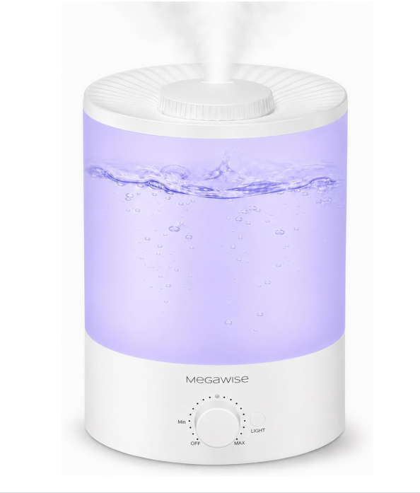 MegaWise Healthy Top-Refill Cool Mist Humidifiers for Bedroom, 24dB Ultrasonic Air Vaporizer with Water Filter for Baby [PP Material], Colorful Night Light,1 Gal Essential Oil Diffuser, Auto Shut Off