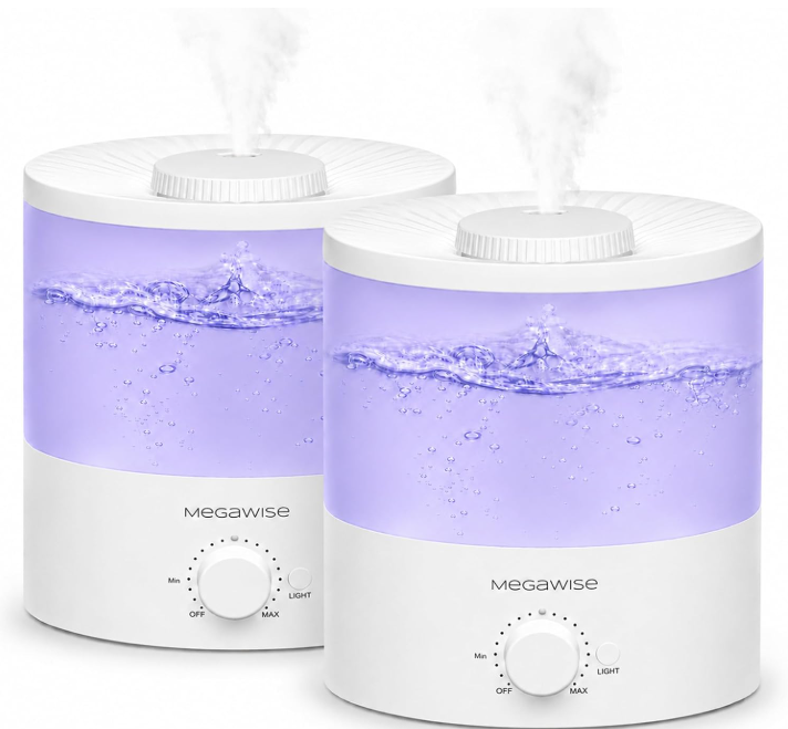 H1-XIT 2 Pack of 2L Cool Mist Humidifier, Top Refill, Nano Fine Mist Out Put, No Leakage for baby, bedroom, living room