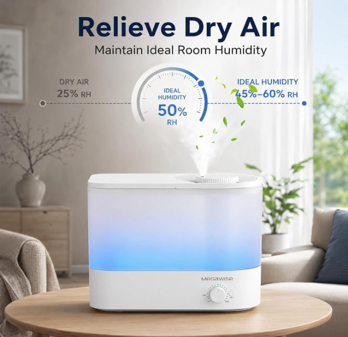 MEGAWISE 6L Humidifier, Quiet Cool Mist with Auto Shut-Off