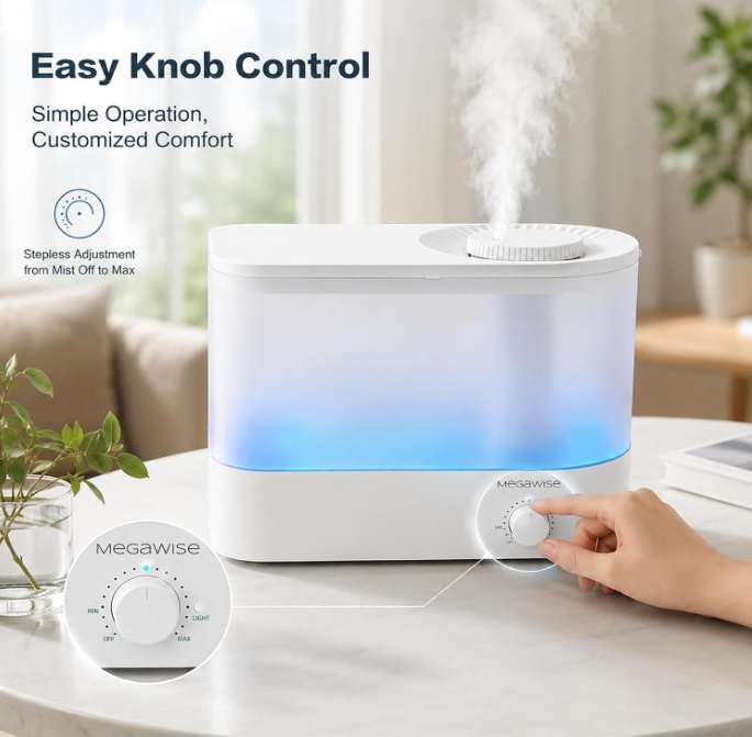 MEGAWISE 6L Humidifier, Quiet Cool Mist with Auto Shut-Off