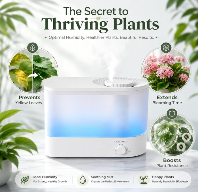MEGAWISE 6L Humidifier, Quiet Cool Mist with Auto Shut-Off