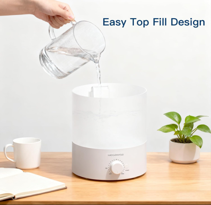H1-XIT 2 Pack of 2L Cool Mist Humidifier, Top Refill, Nano Fine Mist Out Put, No Leakage for baby, bedroom, living room