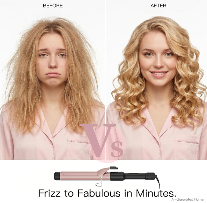 MEGAWISE PRO Ceramic Curling Iron, Hair Curler Professional Curling Wand