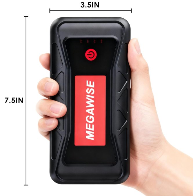 MEGAWISE 2500A 12V Jump Starter for 8.0L Gas/6.5L Diesel Engines