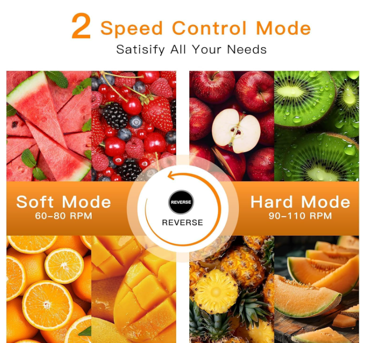 MEGAWISE Cold Press Juicer, Slow Masticating, Quiet, Dual Speed, Home