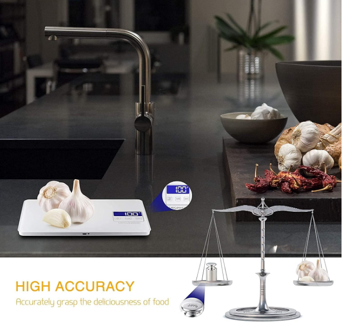 MegaWise Digital Kitchen Scale – 33lb/15kg Waterproof & Rechargeable Food Scale, 1g/0.04oz Precision, 5-Unit Conversion, LCD Display, Tare Function – for Baking, Cooking, and Meal Prep (2)
