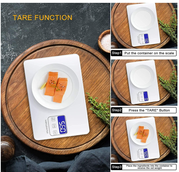 MegaWise Digital Kitchen Scale – 33lb/15kg Waterproof & Rechargeable Food Scale, 1g/0.04oz Precision, 5-Unit Conversion, LCD Display, Tare Function – for Baking, Cooking, and Meal Prep (2)
