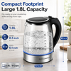 MEGAWISE 1.8 L Glass Electric Kettle, 1000W, Auto Shut-Off, Black