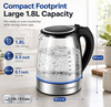 MEGAWISE 1.8 L Glass Electric Kettle, 1000W, Auto Shut-Off, Black