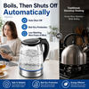 MEGAWISE 1.8 L Glass Electric Kettle, 1000W, Auto Shut-Off, Black