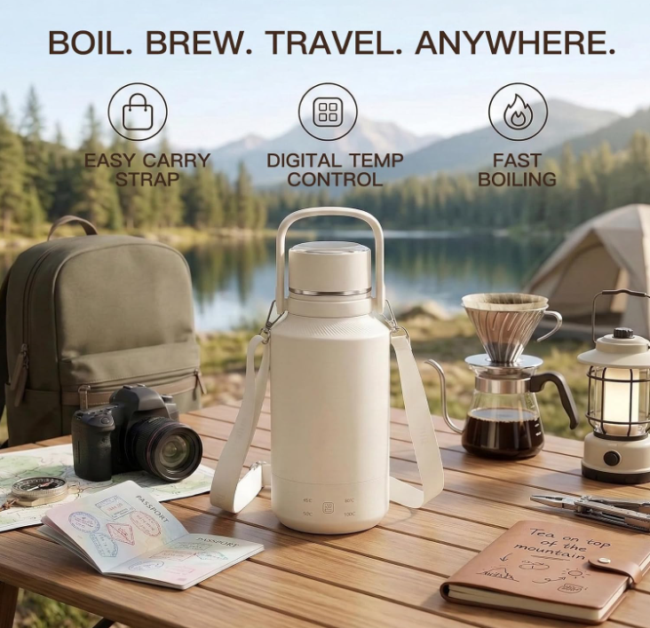 MEGAWISE 1L Portable Electric Heating Kettle with Boil Dry Protection