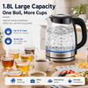 MEGAWISE 1.8 L Glass Electric Kettle, 1000W, Auto Shut-Off, Black