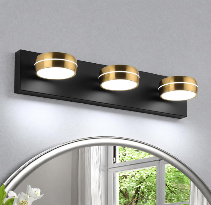 MEGAWISE 18W 5500K dimmable LED Bathroom Vanity Light Fixture, Chrome Round