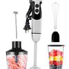 MEGAWISE Pro 5-in-1 Immersion Hand Blender, 400W Powerful Motor, 12 Speed Settings, 500ml Chopper, 600ml Beaker, Whisk & Milk Frother, Titanium-Reinforced Blades for Superior Blending
