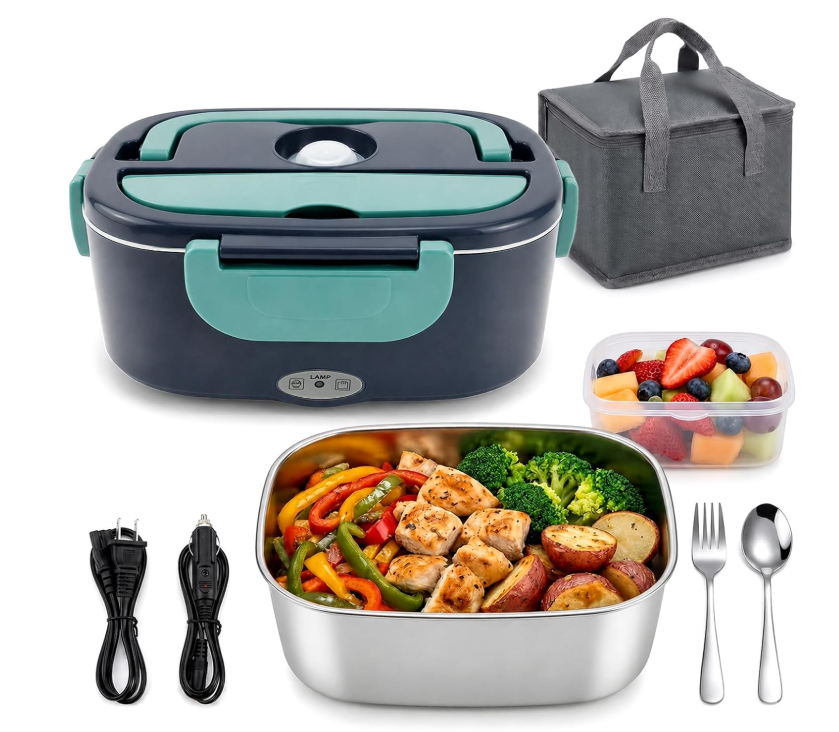 MEGAWISE Portable Electric Lunch Box, 1.5L Heated Food Warmer