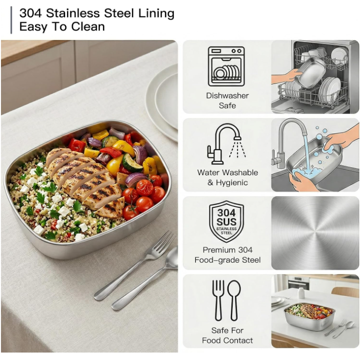 MEGAWISE Portable Electric Lunch Box, 1.5L Heated Food Warmer