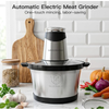 MEGAWISE Electric Food Chopper 800W, Dual-Speed Meat Grinder with1.2L 304# Stainless Steel Bowl & 2.2L Glass Bowl, BPA-Free Food Processor for Meat, Vegetables, and Nuts