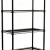 MEGAWISE 4-Tier Black Wire Shelf with Wheels, Adjustable Metal Storage Rack for Home Garage Kitchen Pantry, 35.71