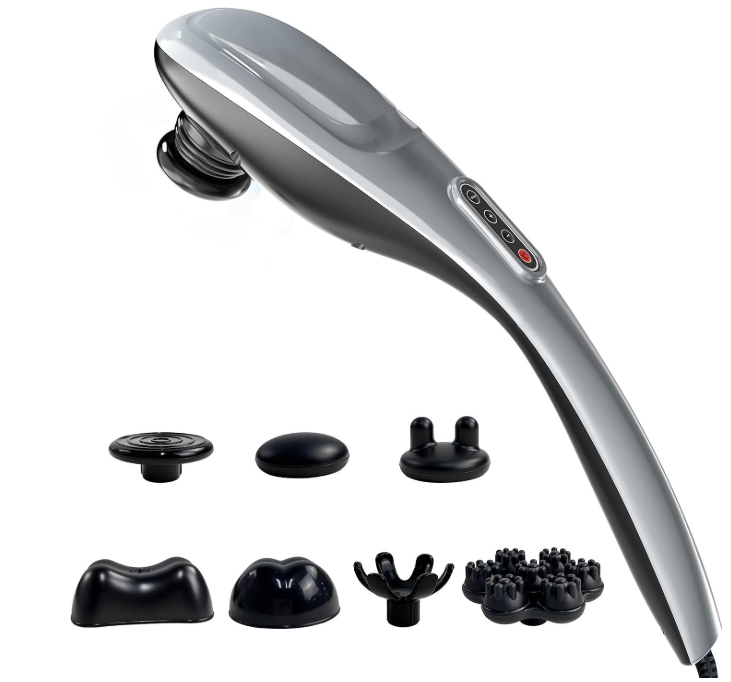 MEGAWISE Handheld Massager, Deep Tissue Percussion Massager with 6 Heads