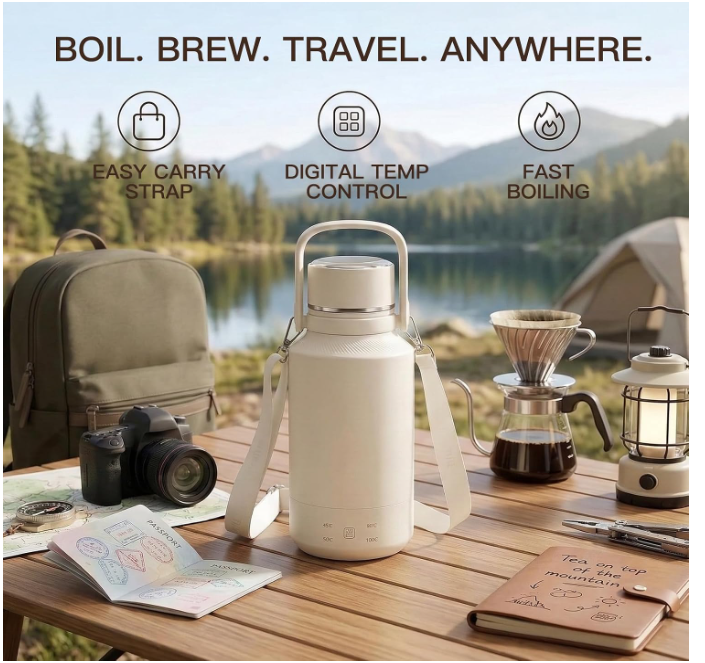 MEGAWISE 1L Portable Electric Kettle, 4 Temp Settings, 8H Keep Warm