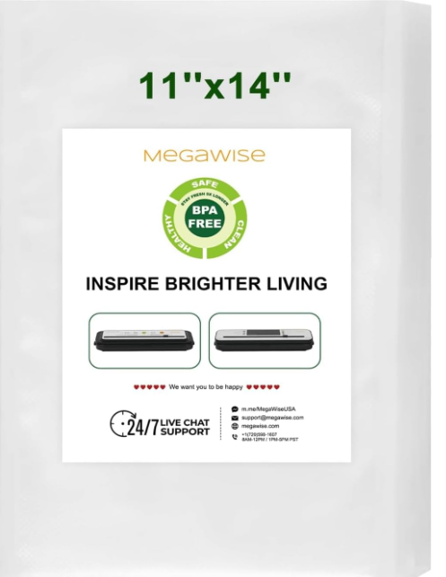 MEGAWISE Vacuum Sealer Bags 25 Count, 11x14
