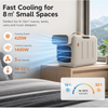 MEGAWISE Portable Air Conditioner and Heater, 420W 110V Compact AC Unit with Remote Control, 1400W Cooling Capacity, 800W Heating, Dehumidifier, Fan, Sleep Timer, Champagne