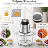 MEGAWISE Food processor with 500W powerful copper-core motor, Electric Food Chopper with Meat Grinder & Vegetable Chopper, 2 Bowls (0.6L & 3L Glass Bowls),Double-layer blades for Fruits/Meat/Nuts