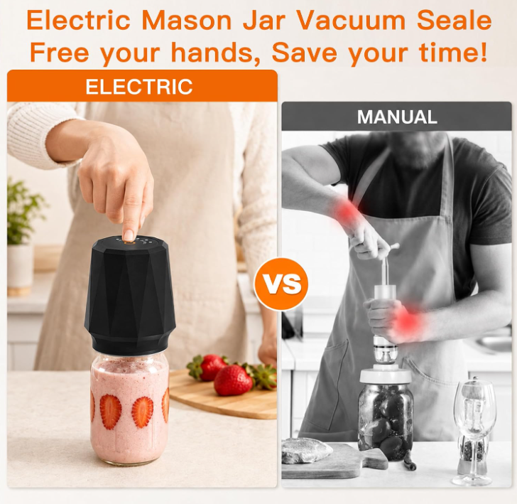 MEGAWISE Portable Vacuum Sealer, 58kPa, Cordless, One-Touch Pump