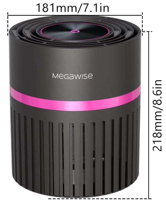 MEGAWISE Home Air Purifier, True HEPA, 6-Speed, for 215 sq ft