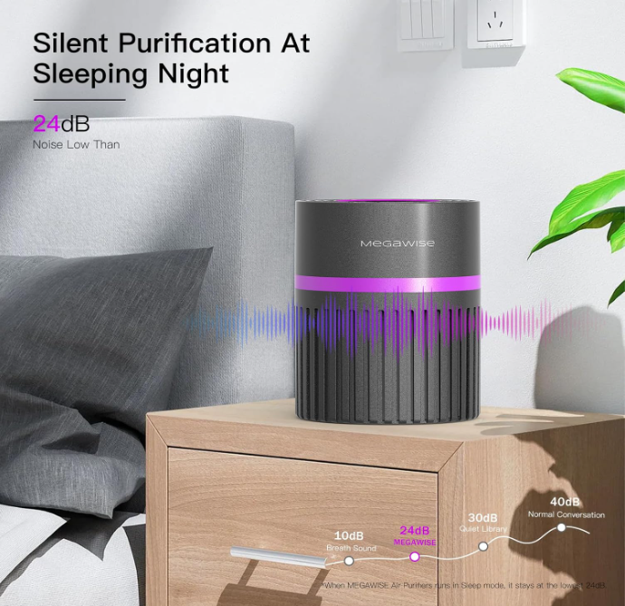 MEGAWISE H13 HEPA Air Purifier for Home & Office, Desktop Air Cleaner with True HEPA Filter, Ultra-Quiet, Compact Design – EPI810 (No Light)