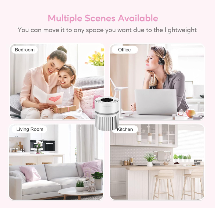 MEGAWISE EPI810 Air Purifier for Small Rooms | Captures Dust, Smoke, Pet Hair | Ideal for Home, Office, Bedroom