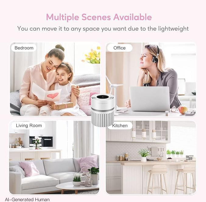 MEGAWISE Air Purifier, 215 Sq Ft Coverage, True HEPA Filter, Air Monitor