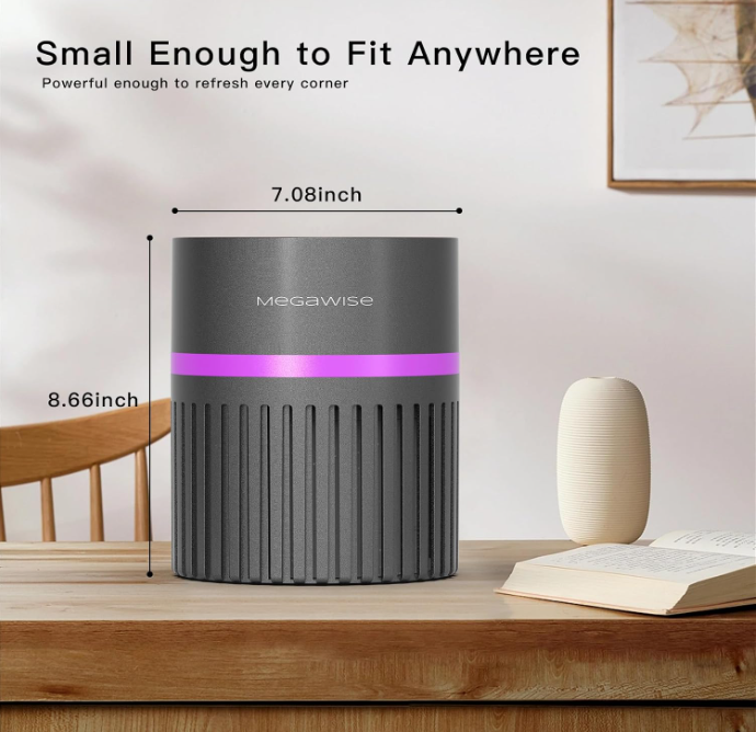 MEGAWISE H13 HEPA Air Purifier for Home & Office, Desktop Air Cleaner with True HEPA Filter, Ultra-Quiet, Compact Design – EPI810 (No Light)