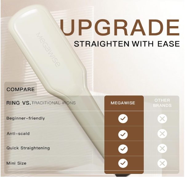 MEGAWISE Hair Straightener Brush Series (Pearl White)