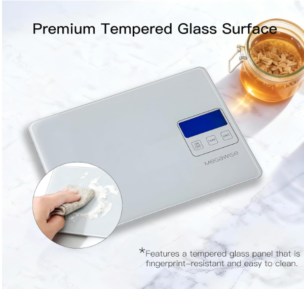 MEGAWISE Digital Kitchen Scale, 33lbs Food Scale with Precise Measurement