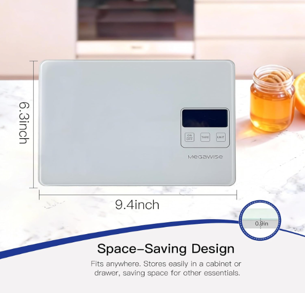 MEGAWISE Digital Kitchen Scale, 33lbs Food Scale with Precise Measurement