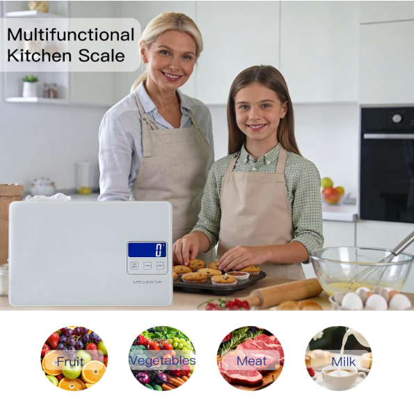 MEGAWISE Digital Kitchen Scale, 33lbs Food Scale with Precise Measurement