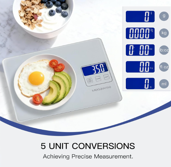 MEGAWISE Digital Kitchen Scale, 33lbs Food Scale with Precise Measurement