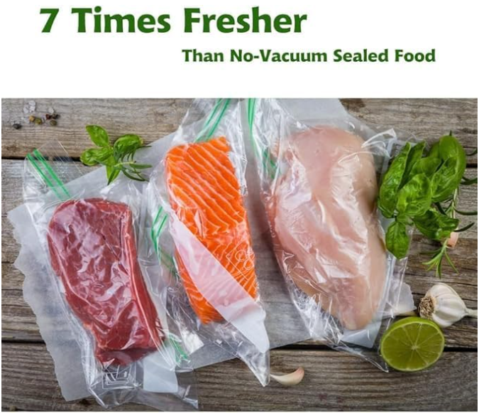 MEGAWISE 300‑Count 8''×12'' Pre‑Cut Vacuum Sealer Bags, BPA‑Free Food Grade Embossed Storage Bags, Heavy‑Duty, Compatible with MEGAWISE, Food Saver, Seal‑a‑Meal, Weston, for Meal Prep & Sous Vide