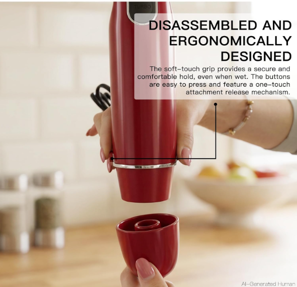 MEGAWISE Hand Blender, 5-in-1 Variable Speed for Soups, Smoothies & Baking