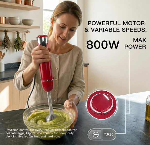 MEGAWISE Hand Blender, 5-in-1 Variable Speed for Soups, Smoothies & Baking